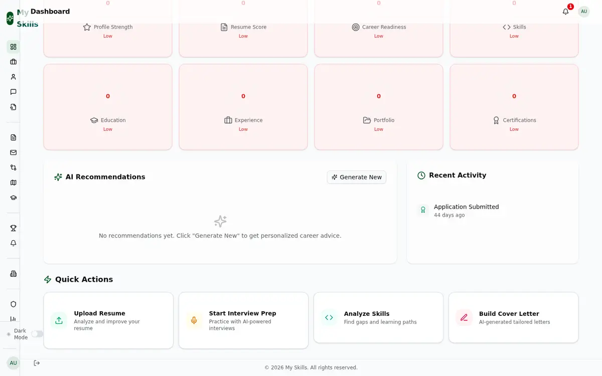 My Skills — AI Career Platform thumbnail 4 — click to view full screenshot