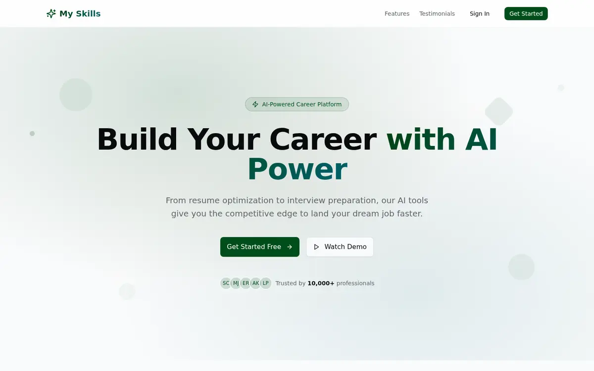 My Skills — AI Career Platform — AI-Powered SaaS by Syed Muhammad Hasnain Abdi, Full Stack & AI Developer in Karachi, Pakistan — featured project screenshot